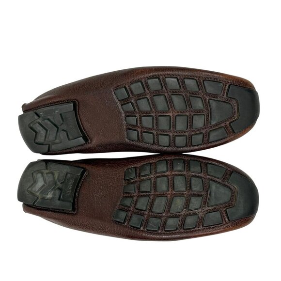 Bally Mens Waldan Driving Loafer Shoes Brown Leather Red Cream Stripe Size US 9? - Picture 8 of 16